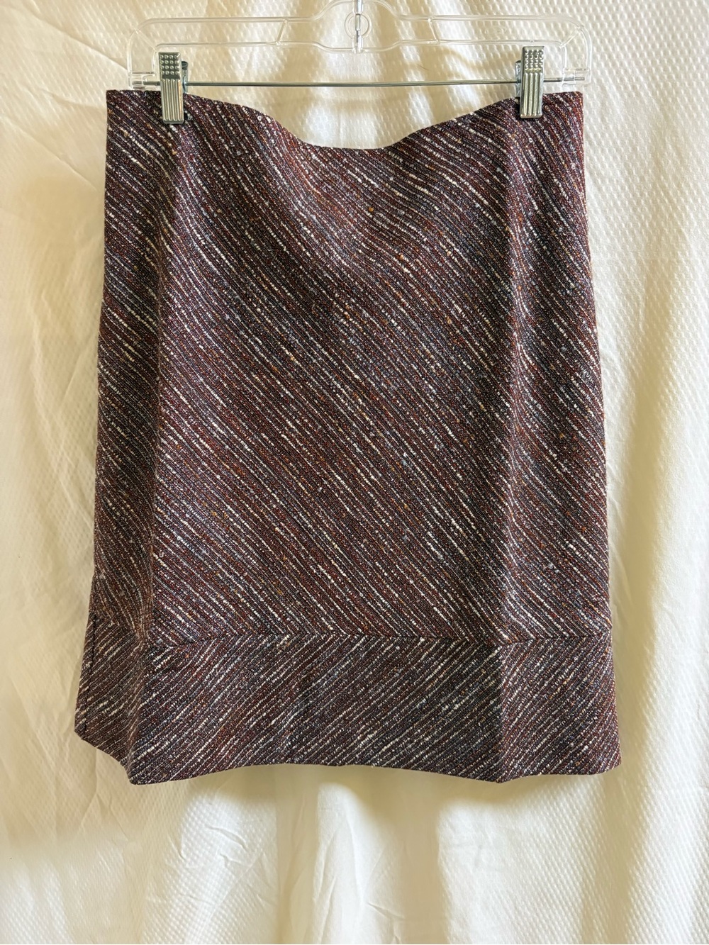 NIC+ZOE Burgundy Tweed Straight Mini Skirt Subtle Multi-Thread 8 NWT’s
